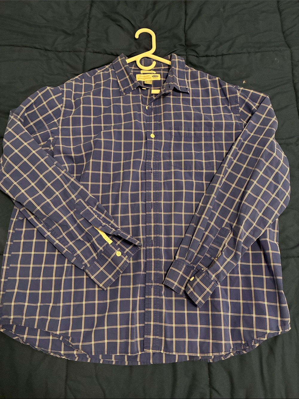Old Navy Navy and Cream Plaid Button-Down Shirt